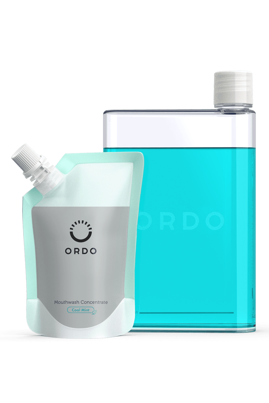 Ordo Mouthwash Concentrate and Reusable Mouthwash Bottle containing diluted Mouthwash Concentrate