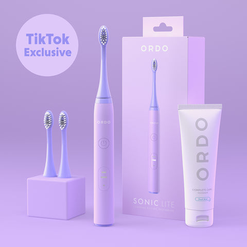 Ordo Sonic Lite Toothbrush & 2x Brush Head & Complete Care Toothpaste Bundle - Lavender