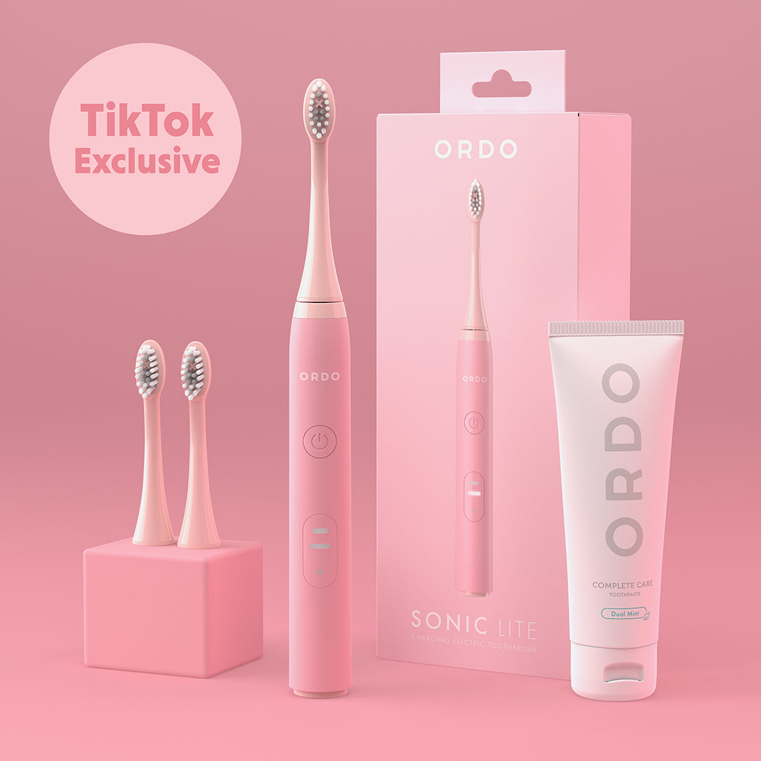 Ordo Sonic Lite Toothbrush & 2x Brush Head & Complete Care Toothpaste Bundle - Petal