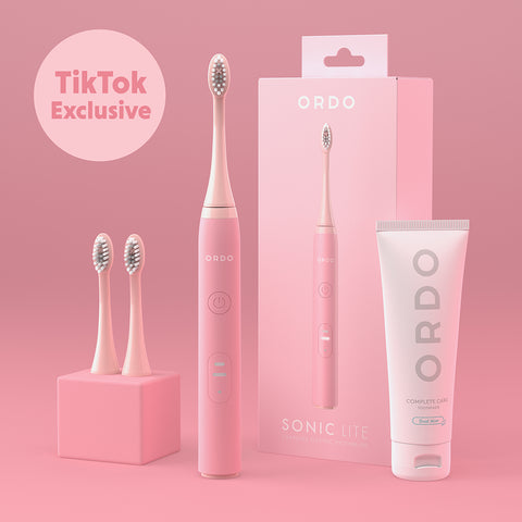 Ordo Sonic Lite Toothbrush & 2x Brush Head & Complete Care Toothpaste Bundle - Petal
