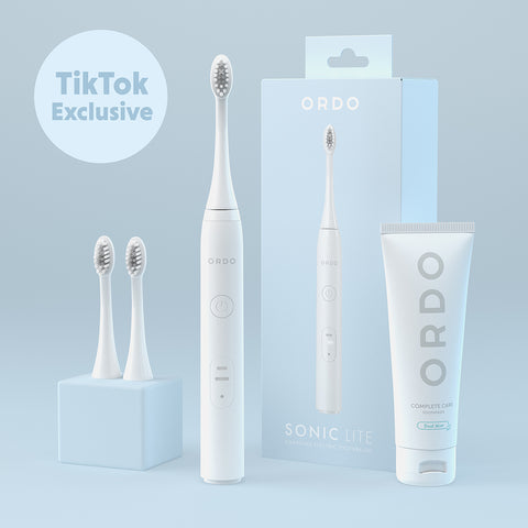 Ordo Sonic Lite Toothbrush & 2x Brush Head & Complete Care Toothpaste Bundle - Snow