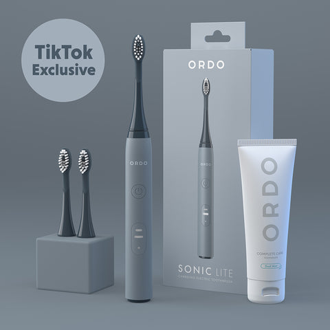 Ordo Sonic Lite Toothbrush & 2x Brush Head & Complete Care Toothpaste Bundle - Stone