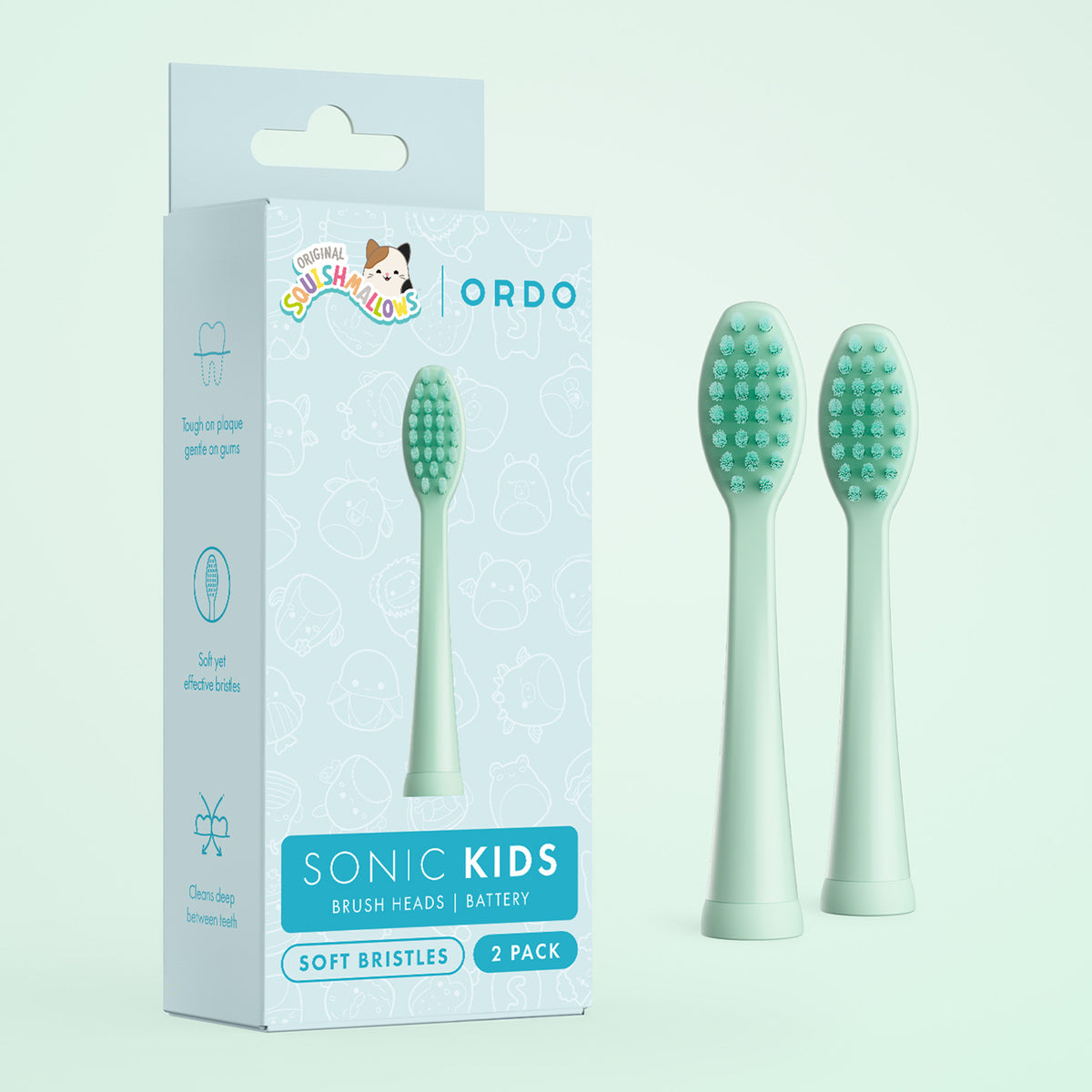 Ordo Sonic Kids Battery - Brush Heads - Squishmallows Joelle - 2 Pack