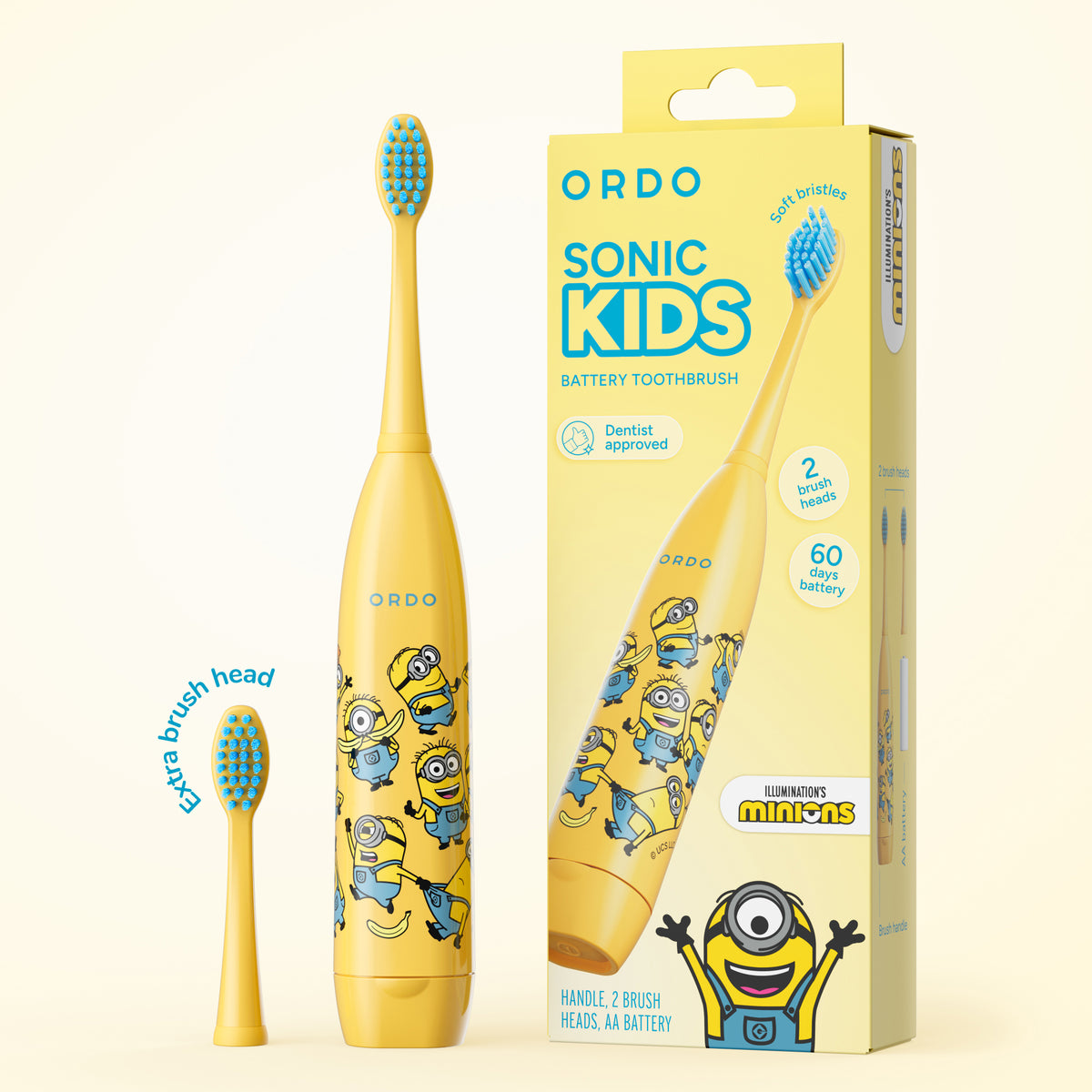 Ordo Sonic Kids Battery Toothbrush - Minions-Yellow