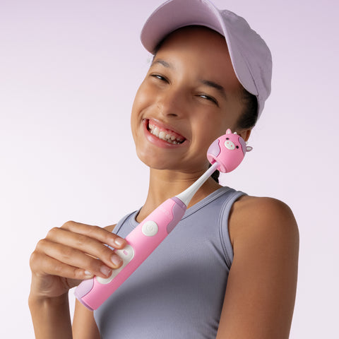 Ordo Sonic Kids Rechargeable Toothbrush & 4x Brush Heads - White - Squishmallows Patty