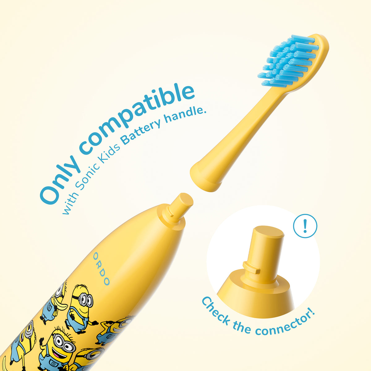 Ordo Sonic Kids Battery - Brush Heads - Minions Yellow - 2 Pack