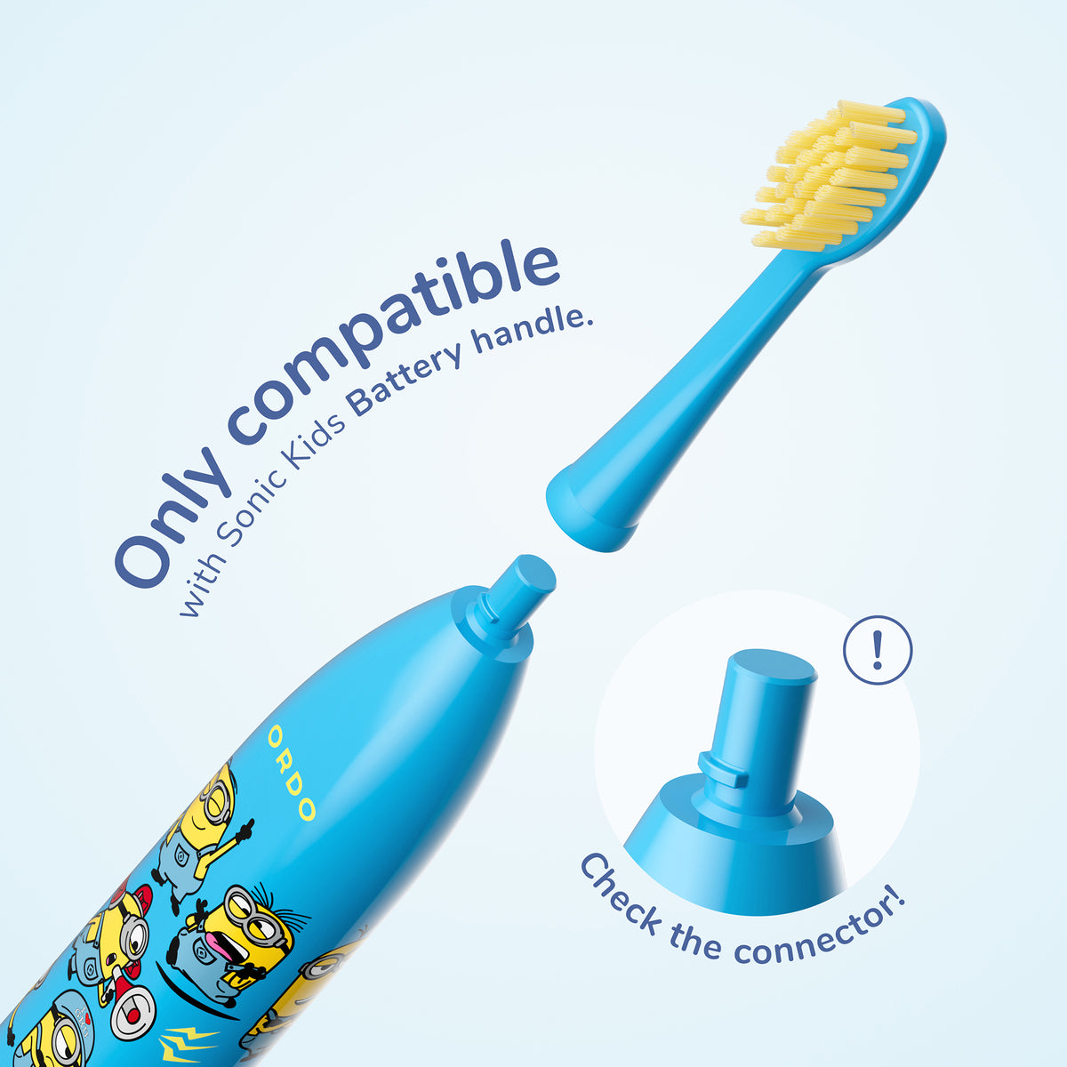 Ordo Sonic Kids Battery - Brush Heads - Minions Blue - 2 Pack