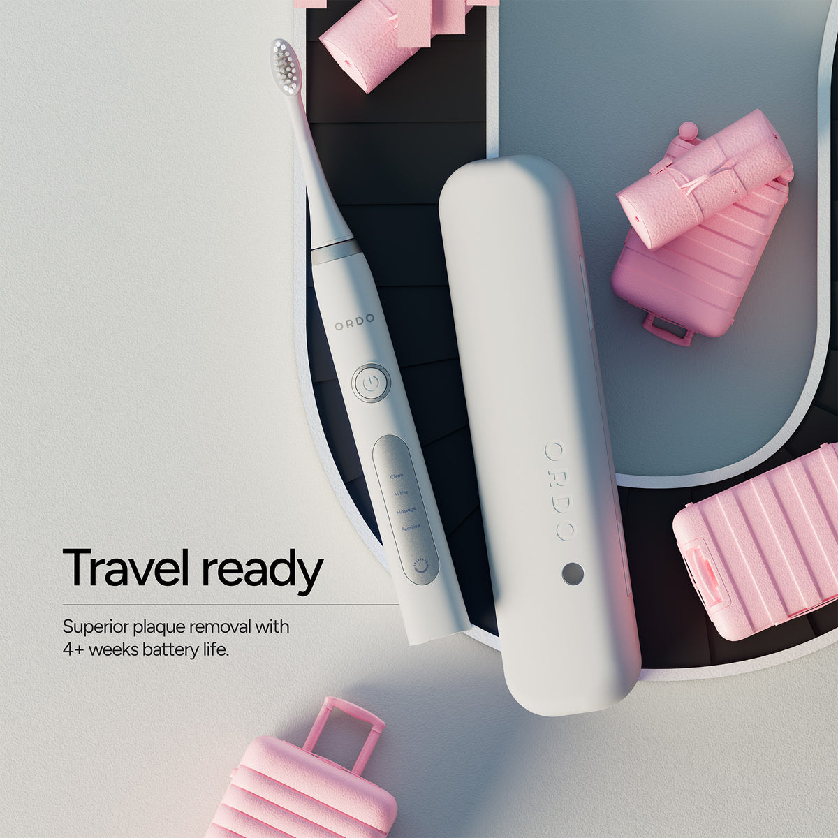 Ordo Sonic+ Toothbrush & Charging Travel Case - White