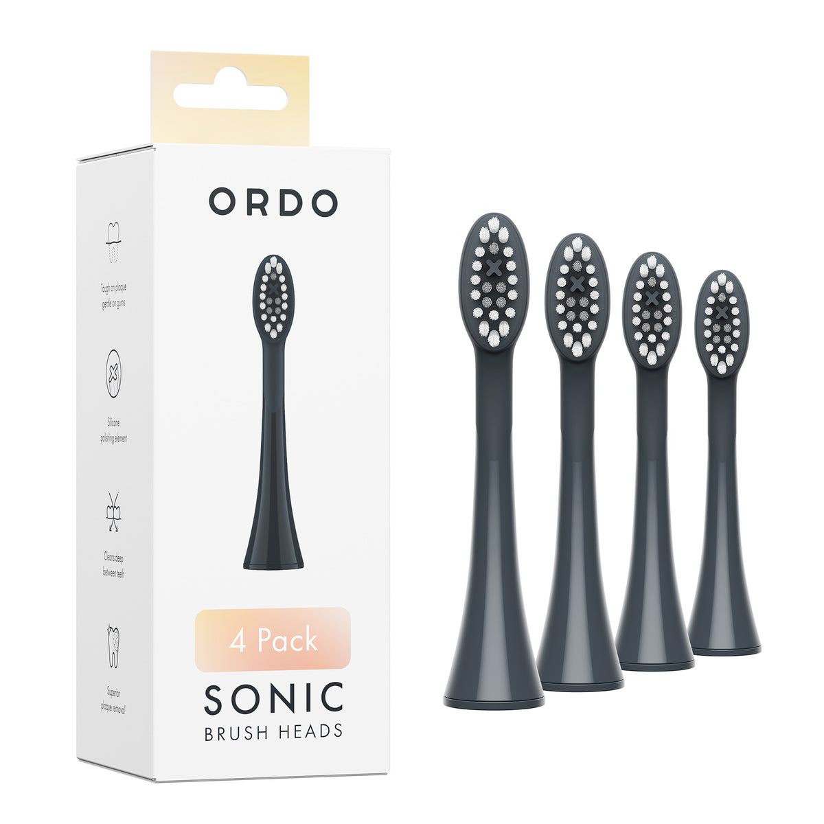 Ordo Sonic Brush Head Charcoal Grey | Stone 4x