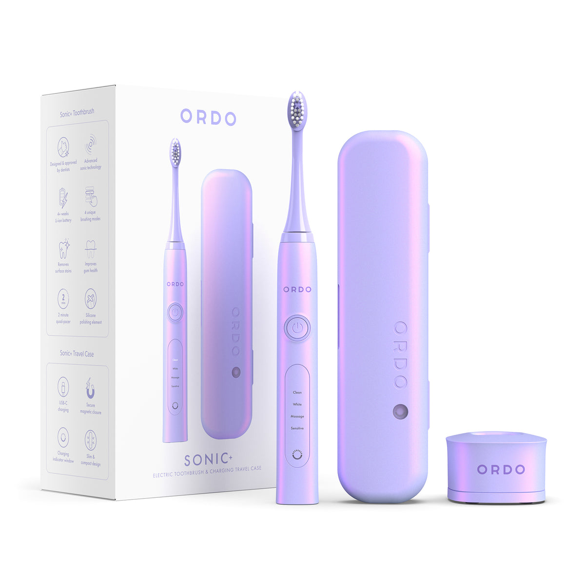 Ordo Sonic+ Toothbrush & Charging Travel Case - Pearl Violet