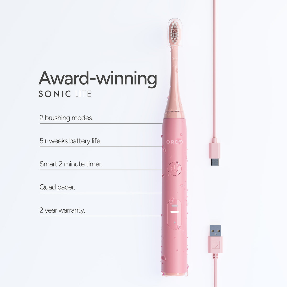 Ordo Sonic Lite Electric Toothbrush - Petal