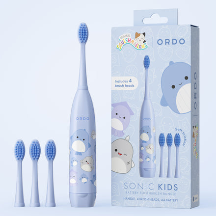 Ordo Sonic Kids Battery Toothbrush & 4 Brush Heads - Squishmallows Samir