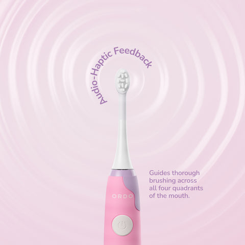 Ordo Sonic Kids Rechargeable Toothbrush & 4x Brush Heads - White - Squishmallows Patty