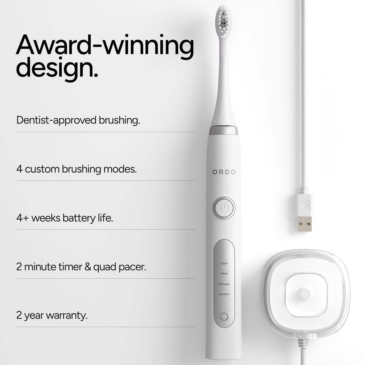 Ordo Sonic+ Toothbrush White/Silver