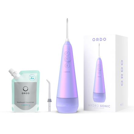 Ordo Hydro Sonic Water Flosser - Pearl Violet & Mouthwash Concentrate Bundle