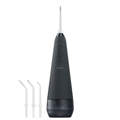 Ordo Hydro Sonic Water Flosser & 3x Floss Tips Dental Selection Bundle - Charcoal Grey