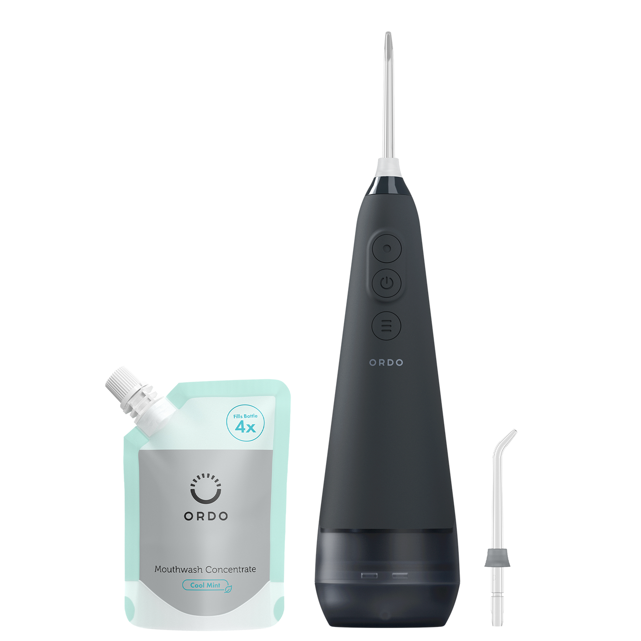 Ordo Hydro Sonic Water Flosser - Charcoal Grey & Mouthwash Concentrate Bundle