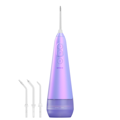 Ordo Hydro Sonic Water Flosser & 3x Floss Tips Dental Selection Bundle - Pearl Violet