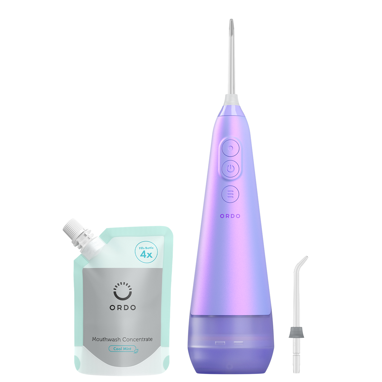 Ordo Hydro Sonic Water Flosser - Pearl Violet & Mouthwash Concentrate Bundle