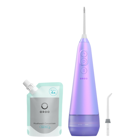 Ordo Hydro Sonic Water Flosser - Pearl Violet & Mouthwash Concentrate Bundle