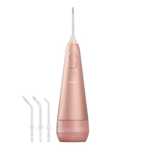 Ordo Hydro Sonic Water Flosser & 3x Floss Tips Dental Selection Bundle - Rose Gold
