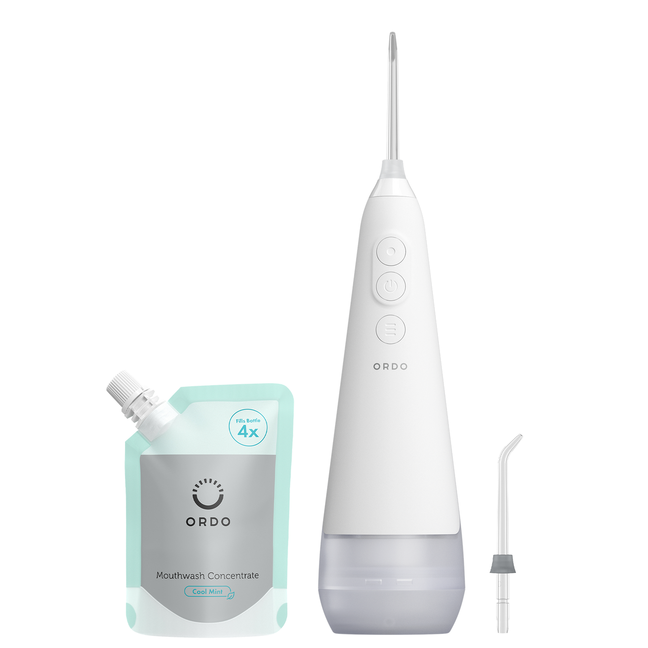Ordo Hydro Sonic Water Flosser - White & Mouthwash Concentrate Bundle
