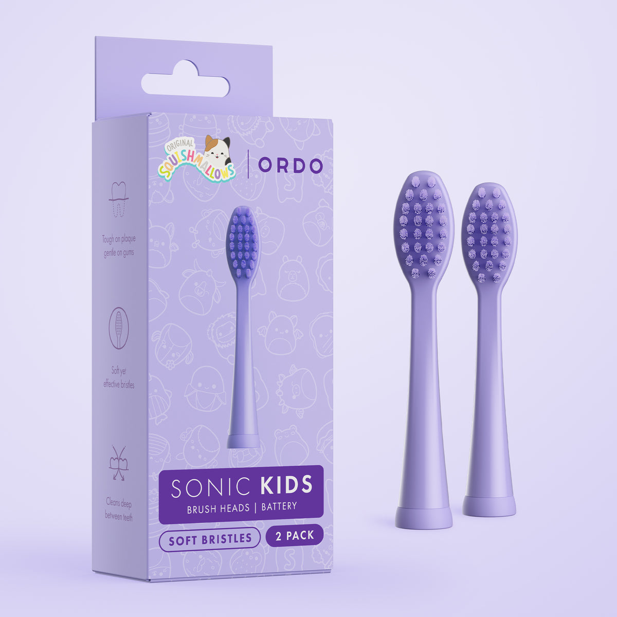 Ordo Sonic Kids Battery - Brush Heads - Squishmallows Emily - 2 Pack