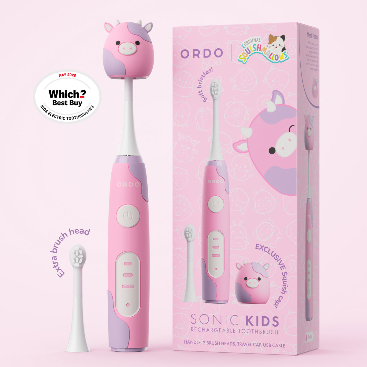 Ordo Sonic Kids Rechargeable Toothbrush - Squishmallows Patty
