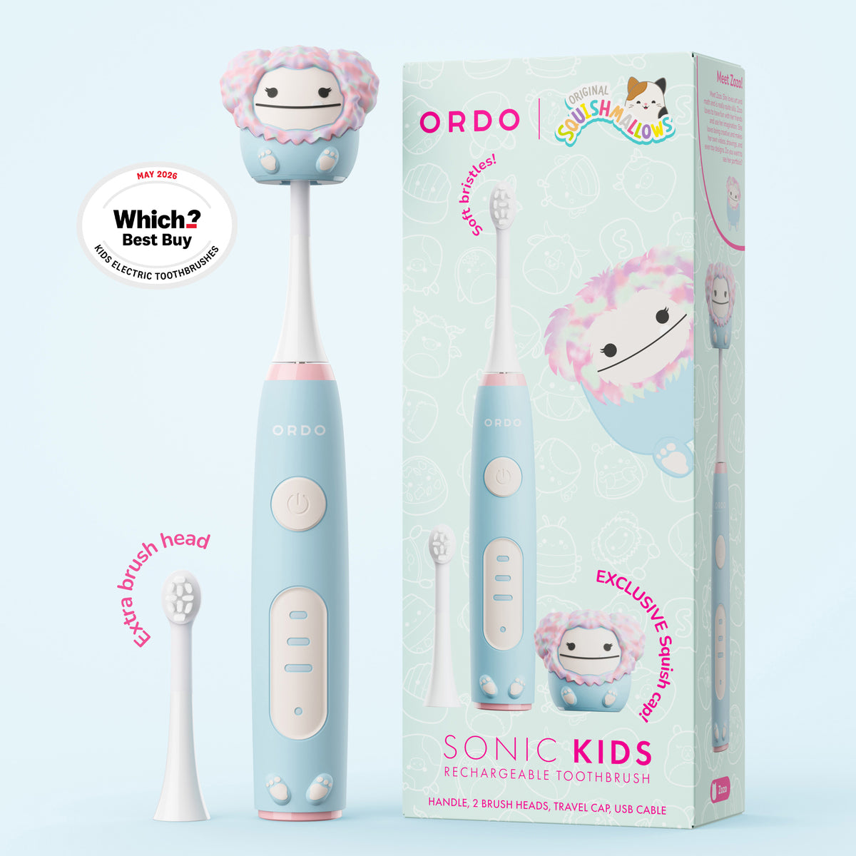 Ordo Sonic Kids Rechargeable Toothbrush - Squishmallows Zozo
